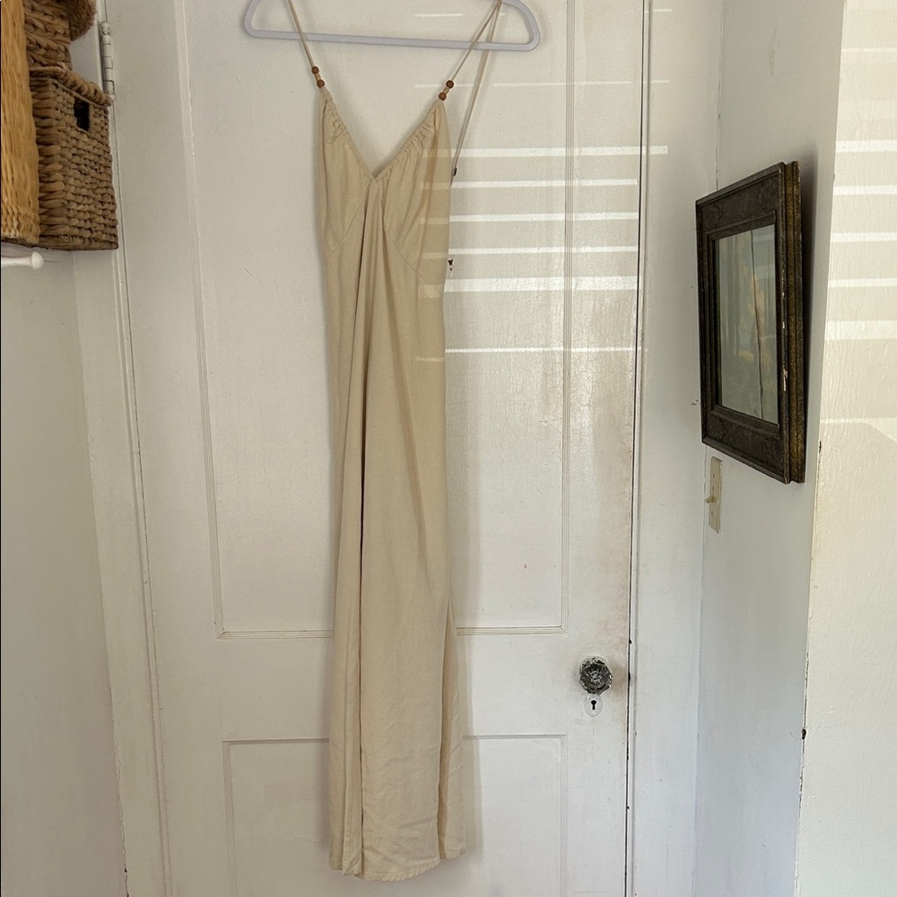Elegant Cream Spaghetti Strap Dress